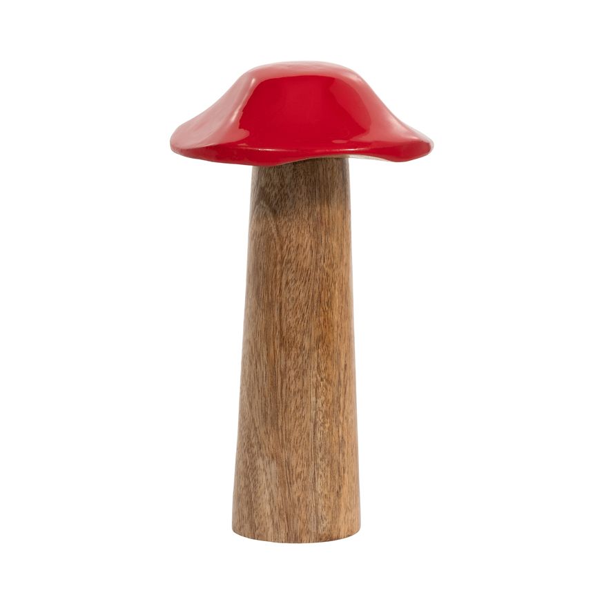 Sagebrook 8" Wood Toadstool Mushroom - Red