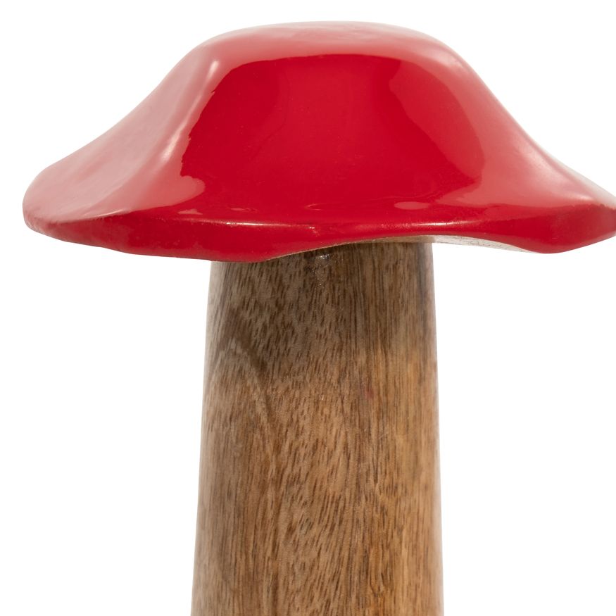 Sagebrook 8" Wood Toadstool Mushroom - Red