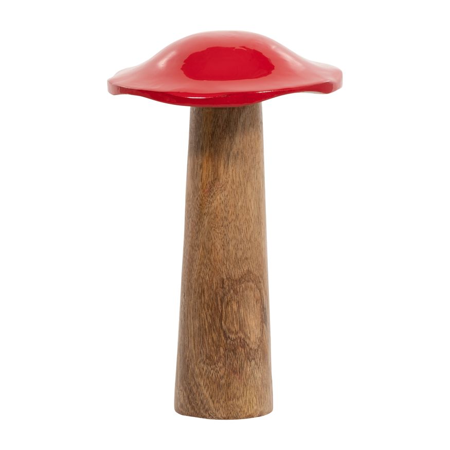 Sagebrook 10" Wood Toadstool Mushroom - Red