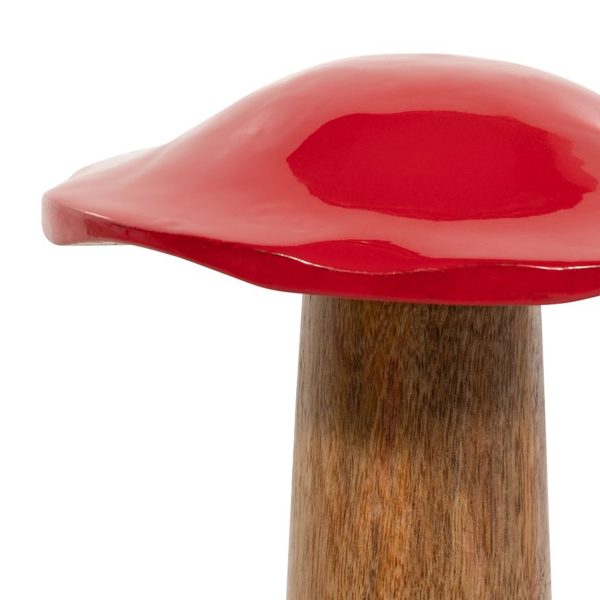 Sagebrook 10" Wood Toadstool Mushroom - Red