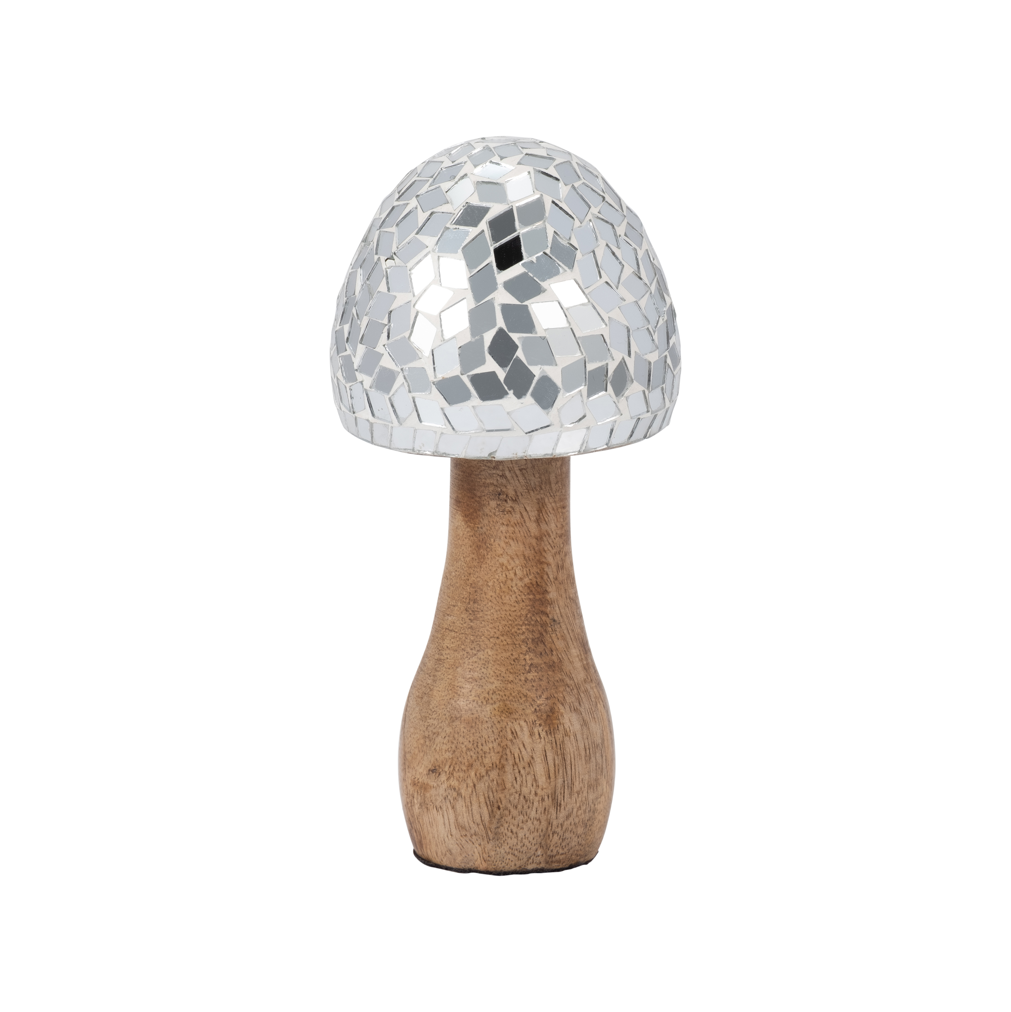 Sagebrook 6" Wood Mosaic Mushroom - Silver