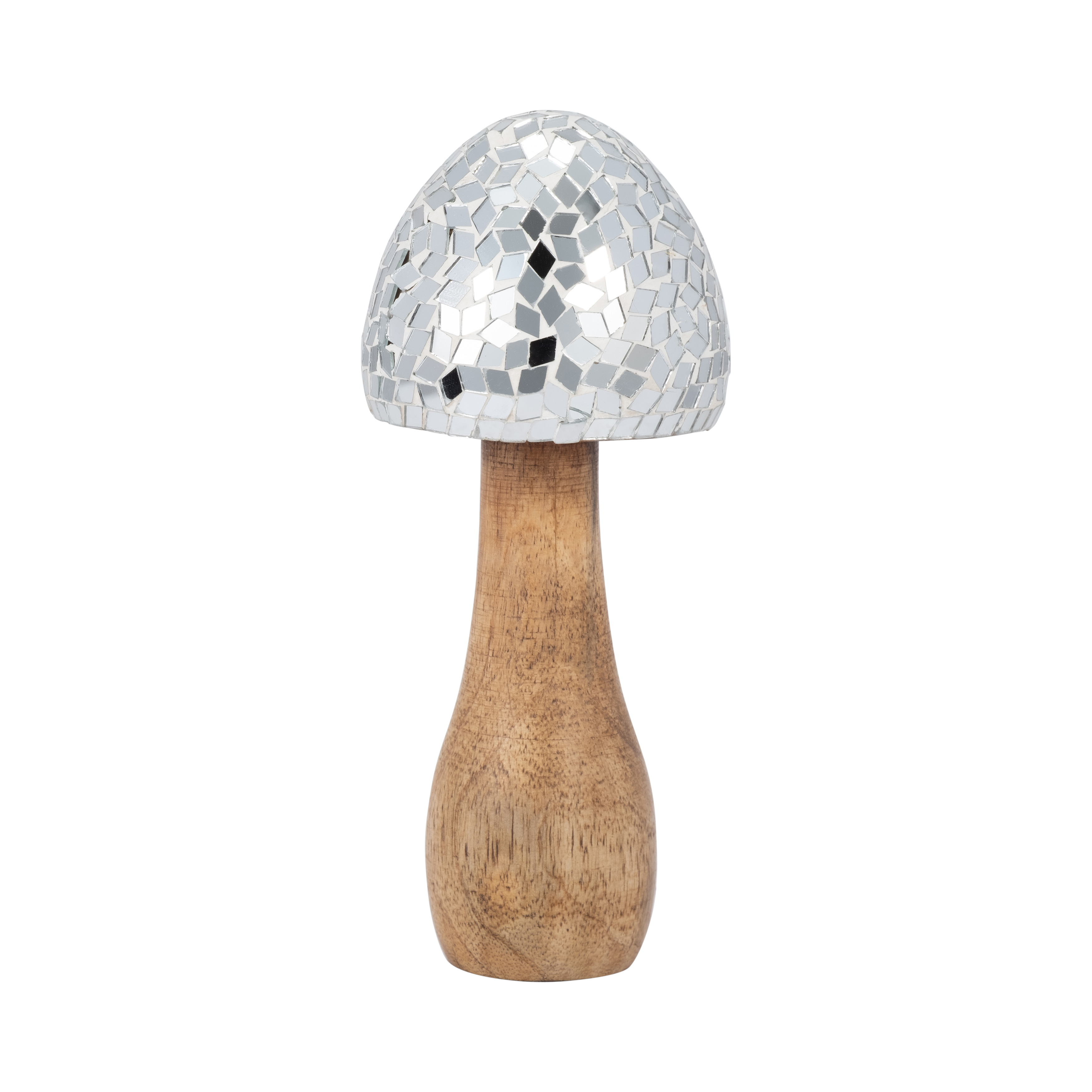 Sagebrook 8" Wood Mosaic Mushroom - Silver