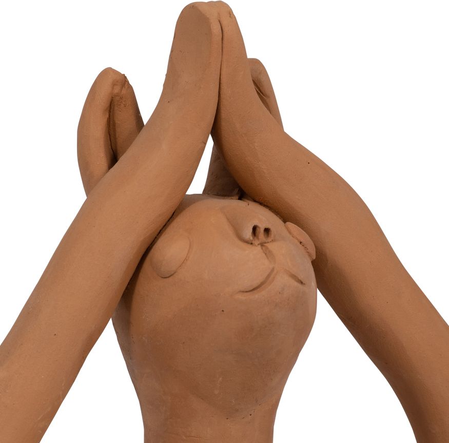 Sagebrook 10" Terracotta Salutation Yoga Bunny - Natural