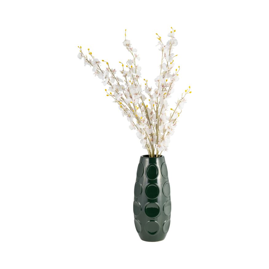 Sagebrook 13" Stoneware Circle Embossed Vase - Forest Green