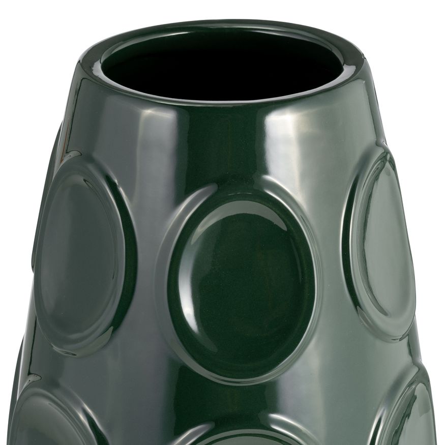 Sagebrook 13" Stoneware Circle Embossed Vase - Forest Green