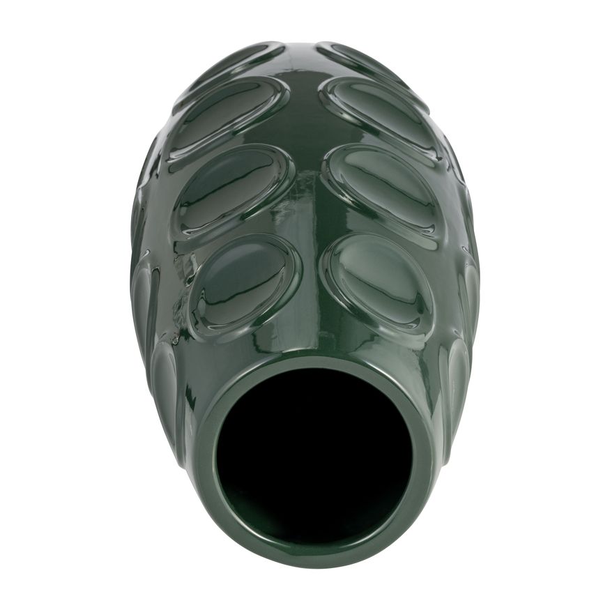 Sagebrook 13" Stoneware Circle Embossed Vase - Forest Green