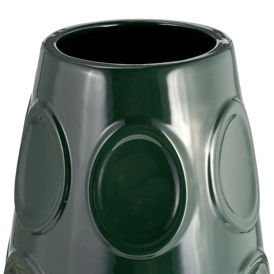 Sagebrook 17" Stoneware Circle Embossed Vase - Forest Green