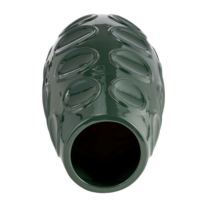 Sagebrook 17" Stoneware Circle Embossed Vase - Forest Green