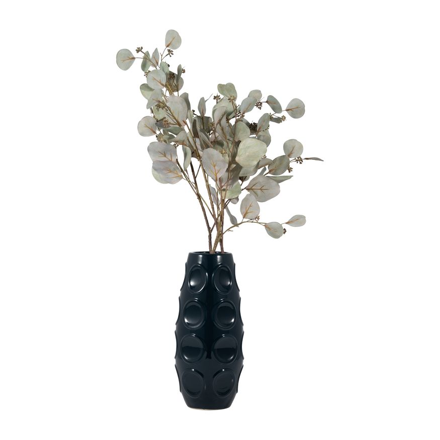 Sagebrook 13" Stoneware Circle Embossed Vase - Navy