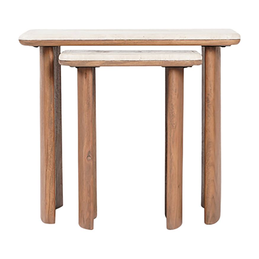 Sagebrook - Nested Travertine Side Table Set in Brown