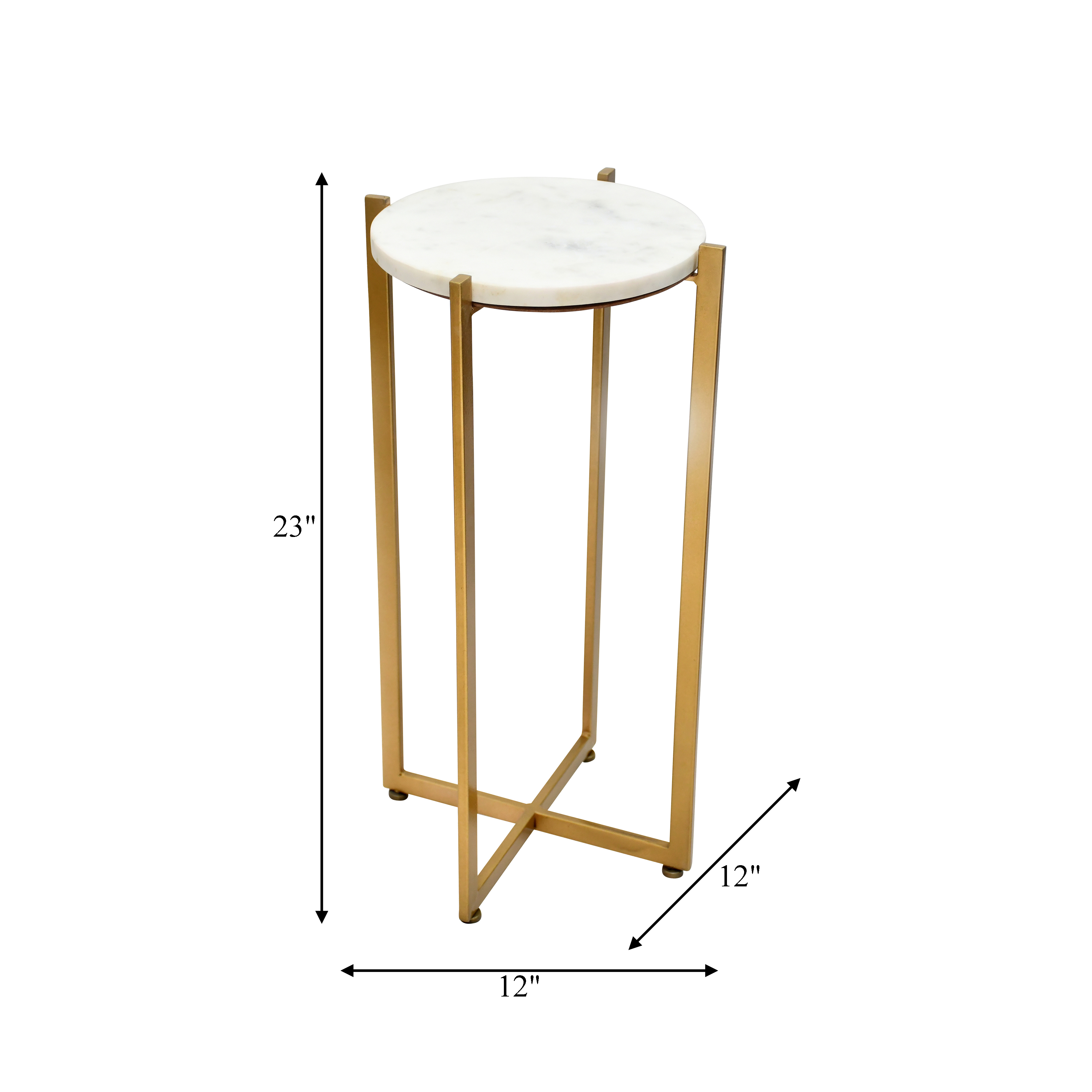 Sagebrook 23" Metal Round Marble Top Accent Table - Gold