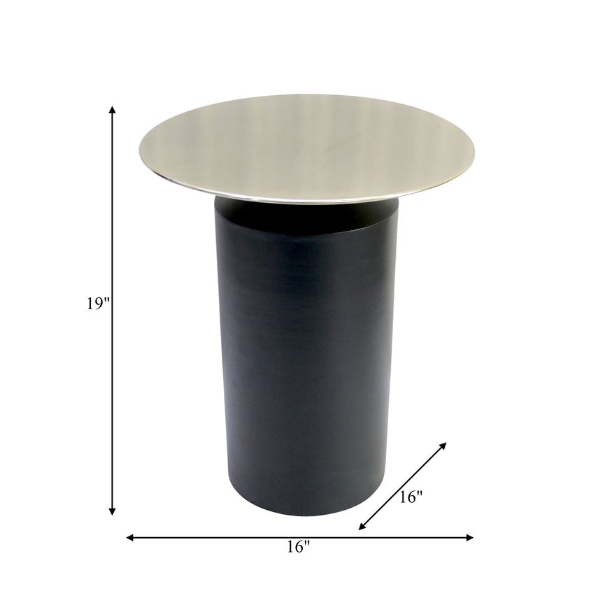 Sagebrook Metal Cylinder Accent Table - Black