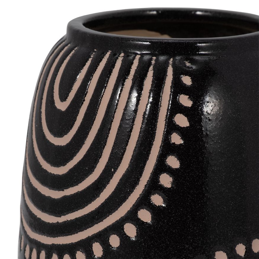 Sagebrook 9" Ceramic Tribal Arch Vase - Black/Tan