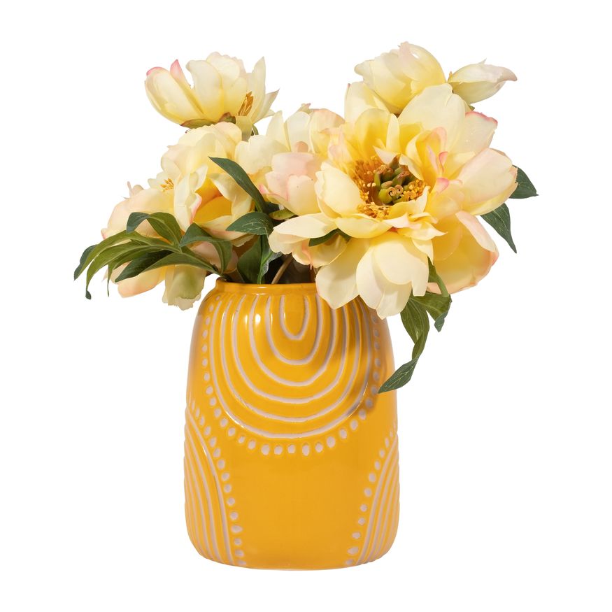 Sagebrook 9" Ceramic Tribal Arch Vase - Mustard/Tan