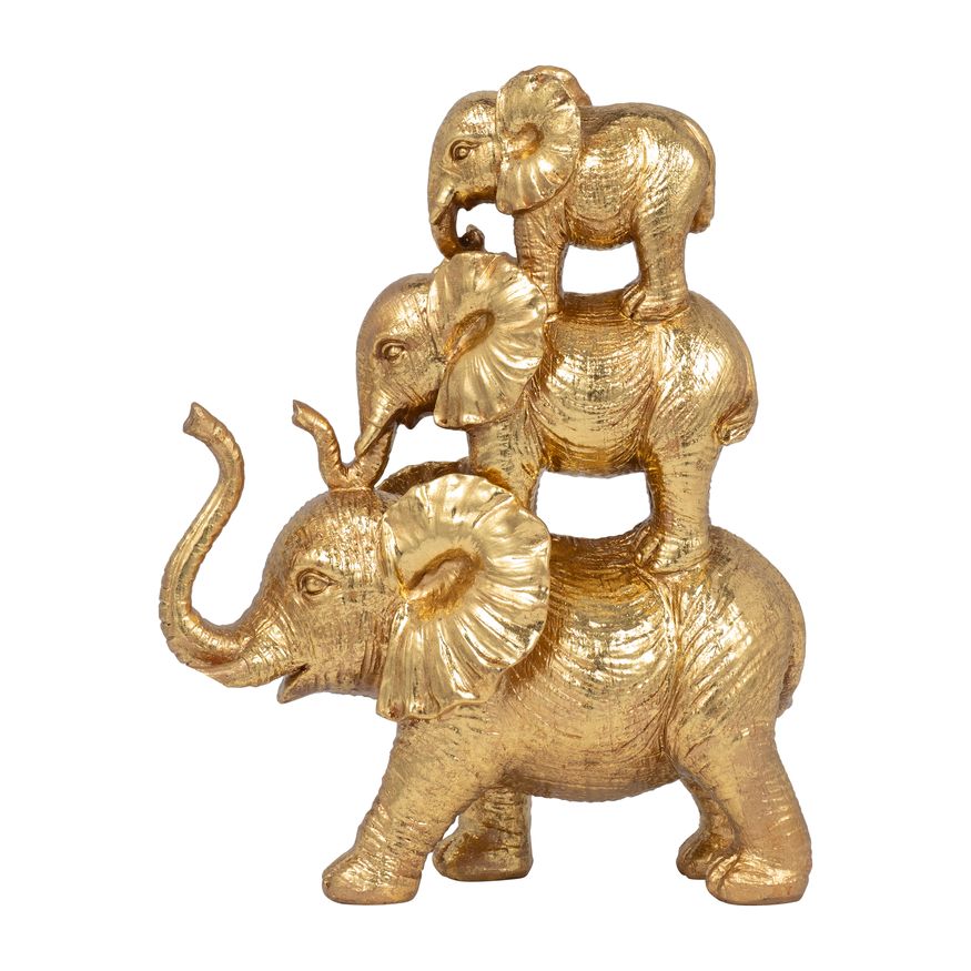 Sagebrook 10" Resin Stacked Raised Trunk Elephants