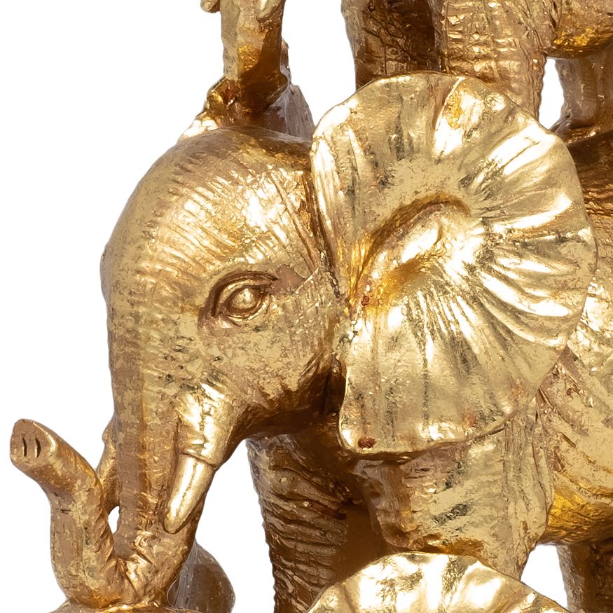 Sagebrook 10" Resin Stacked Raised Trunk Elephants - Gold