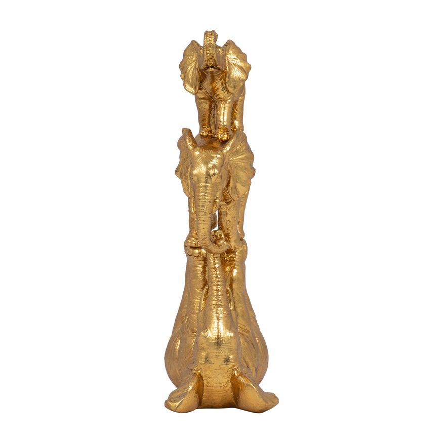 Sagebrook 10" Resin Stacked Playing Elephants - Gold