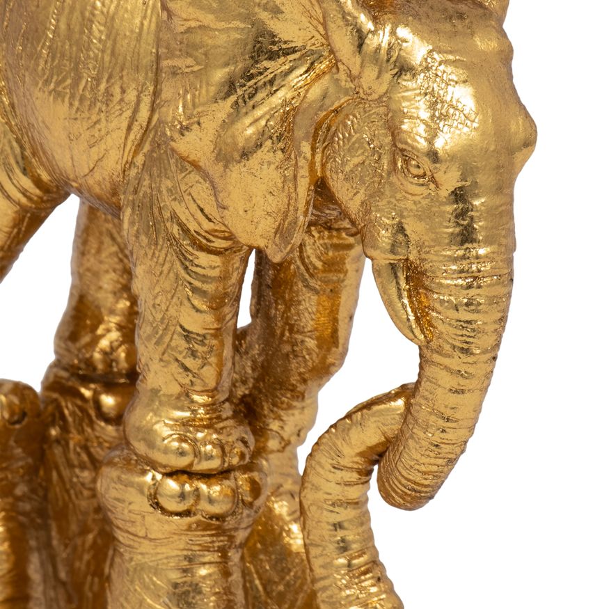 Sagebrook 10" Resin Stacked Playing Elephants - Gold