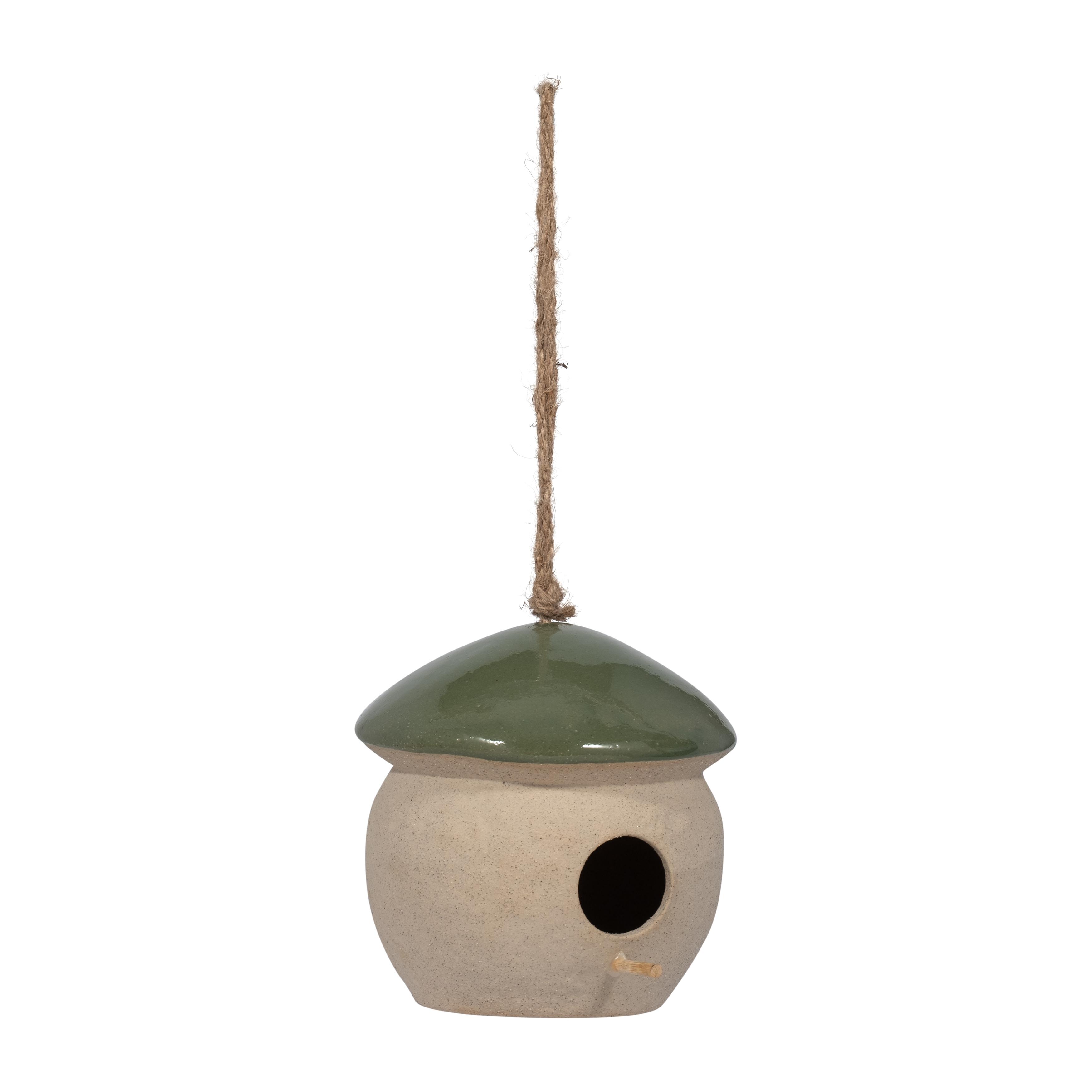 Sagebrook 6" Ceramic Round Bird Feeder - Green