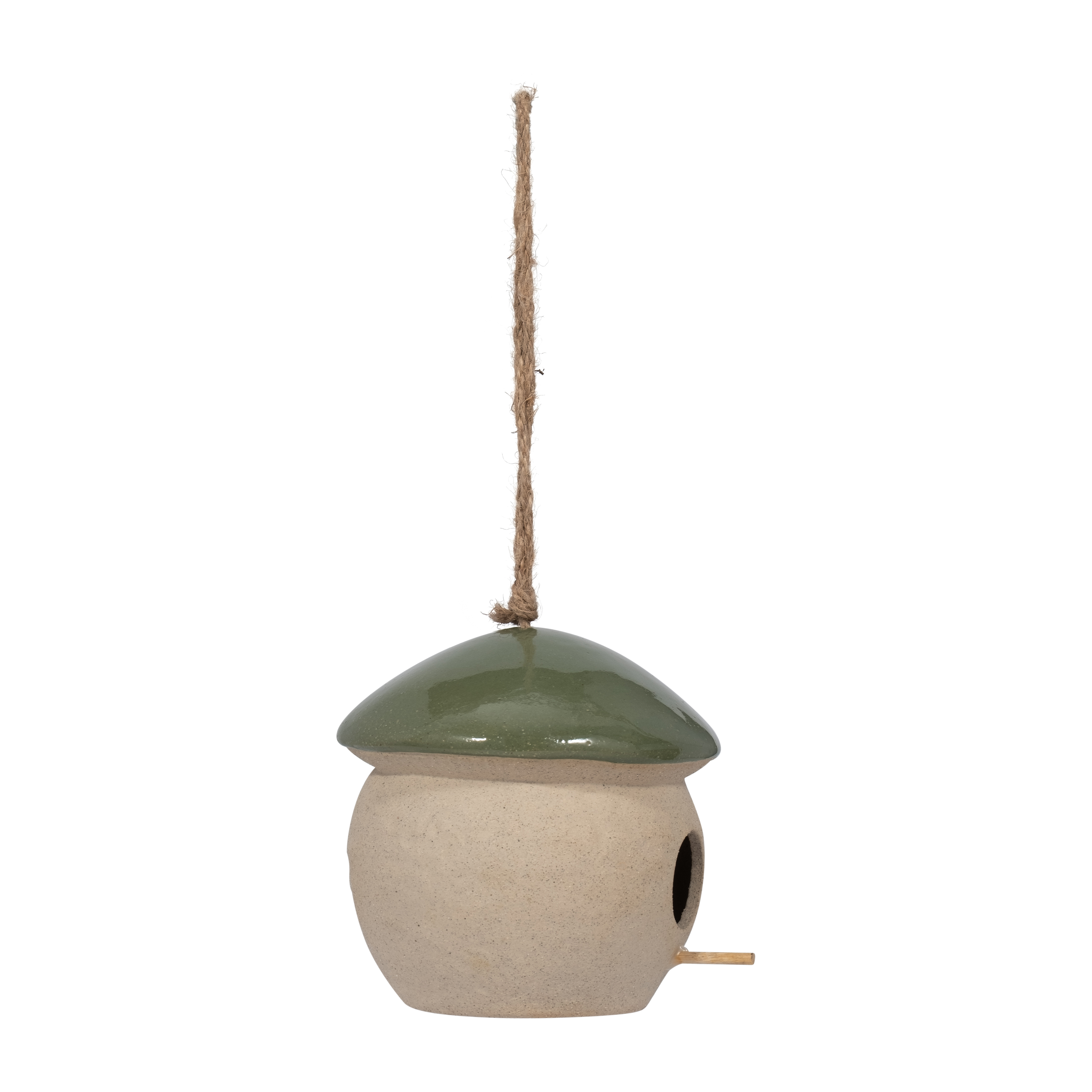 Sagebrook 6" Ceramic Round Bird Feeder - Green