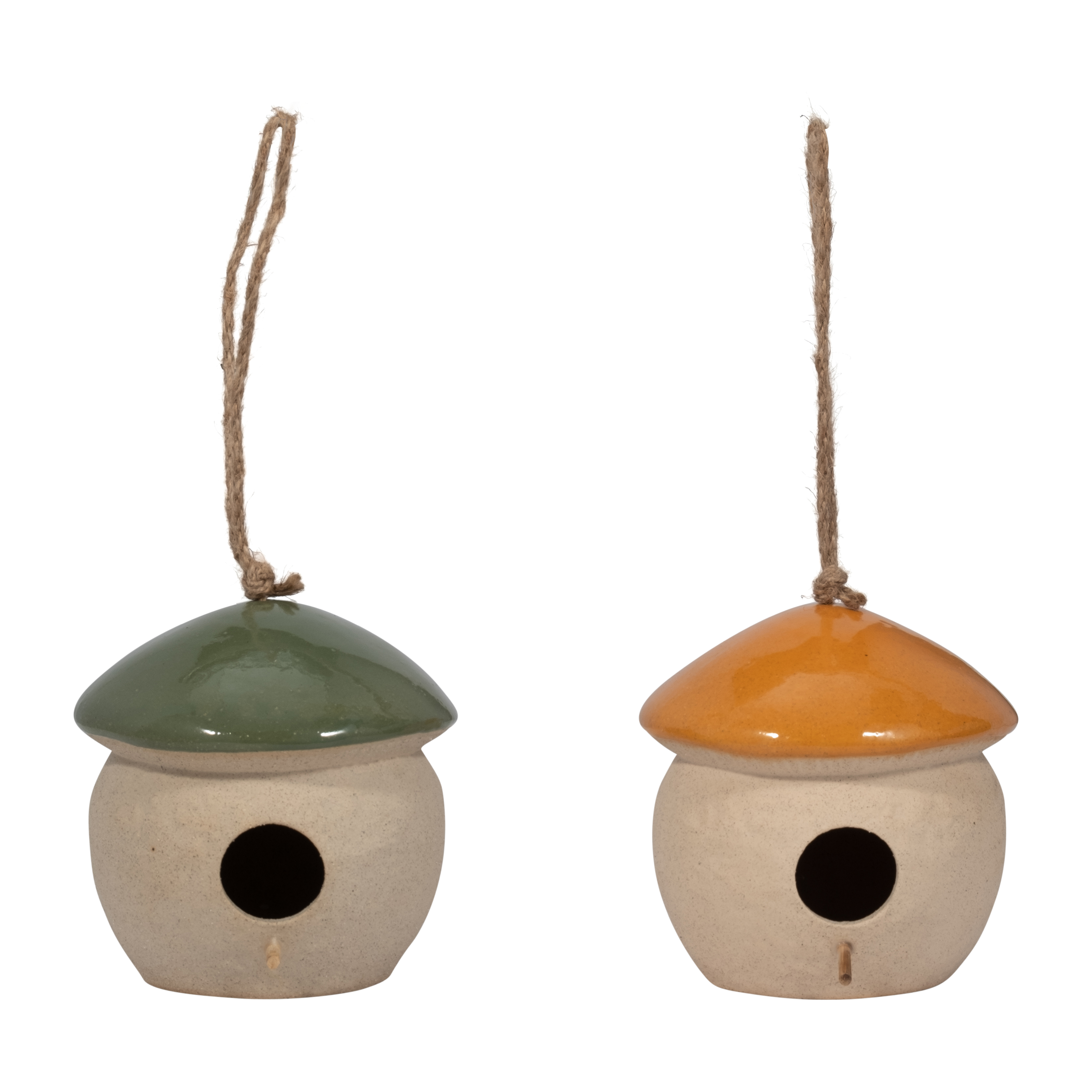 Sagebrook 6" Ceramic Round Bird Feeder - Green