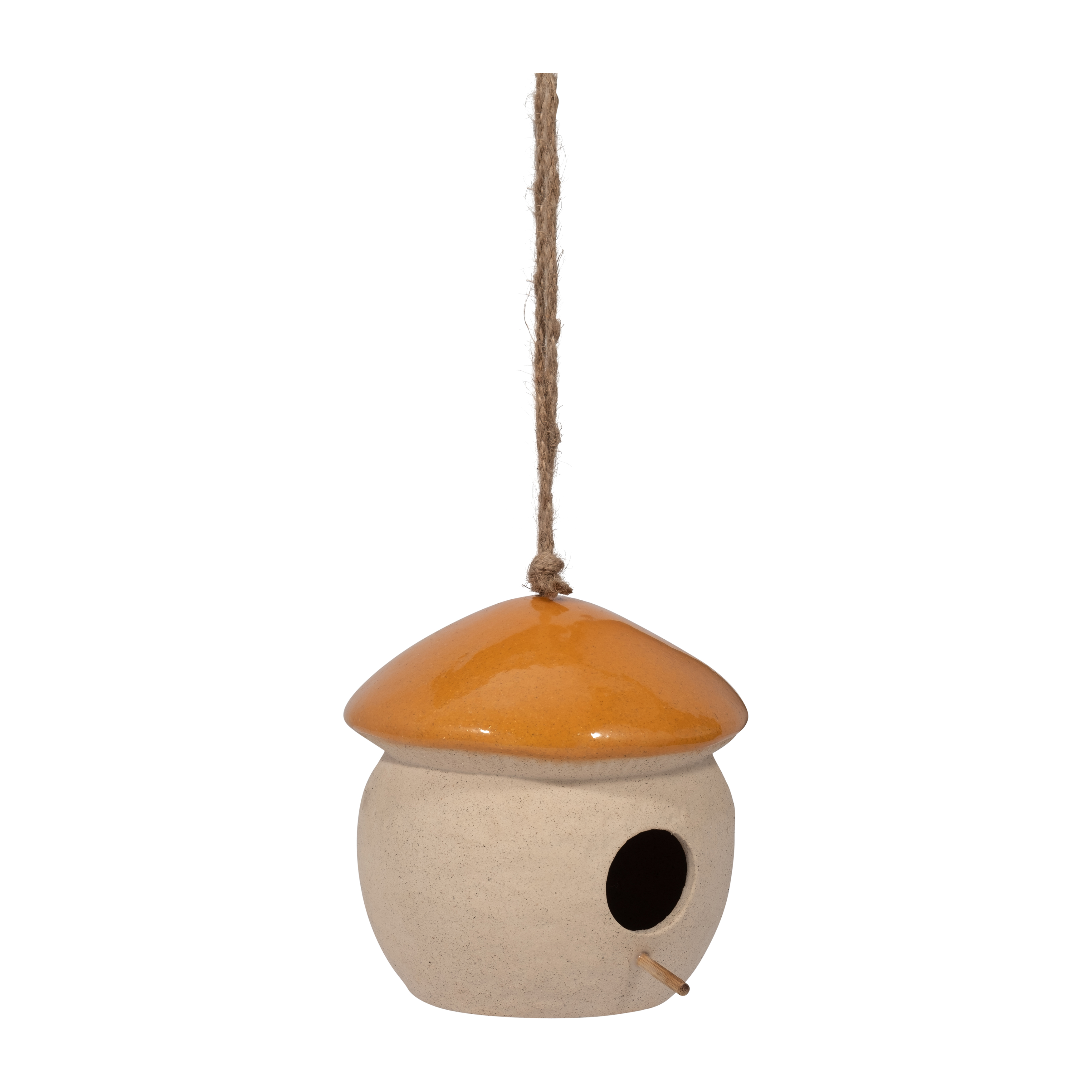 Sagebrook 6" Ceramic Round Bird Feeder - Dark Orange