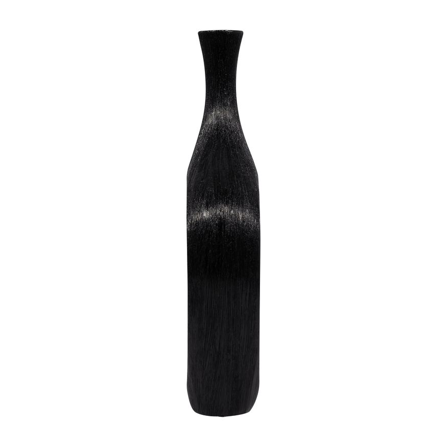 Sagebrook 19" Ceramic Scratched Open Cut Vase - Black