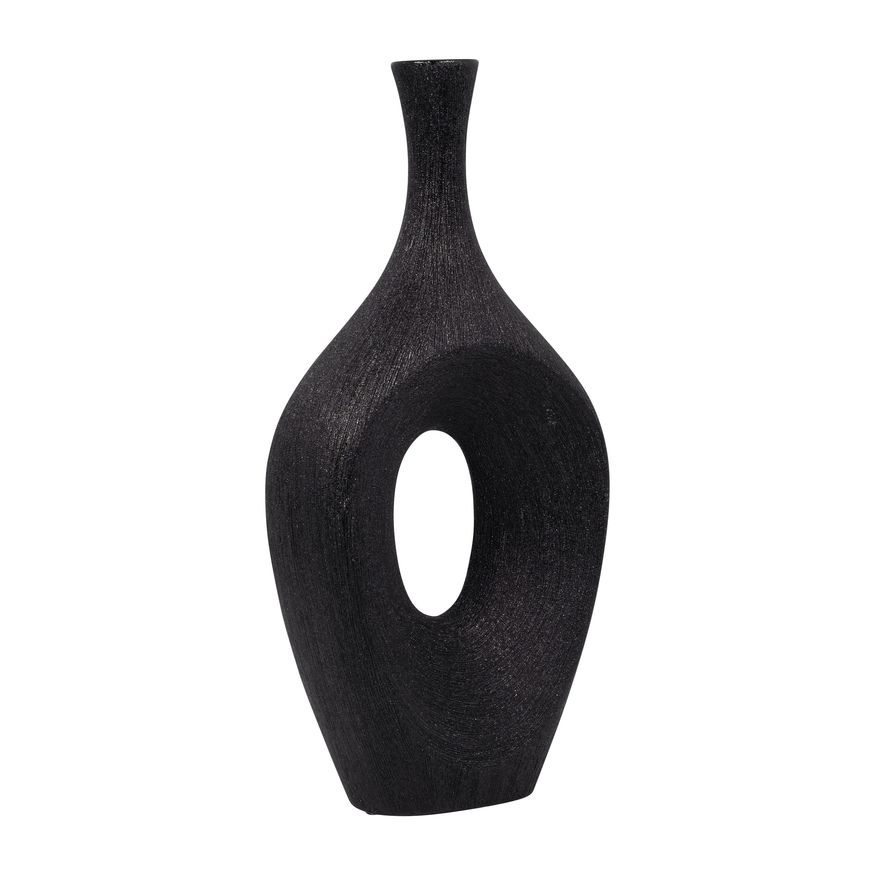 Sagebrook 19" Ceramic Beaded Open Cut Vase - Black