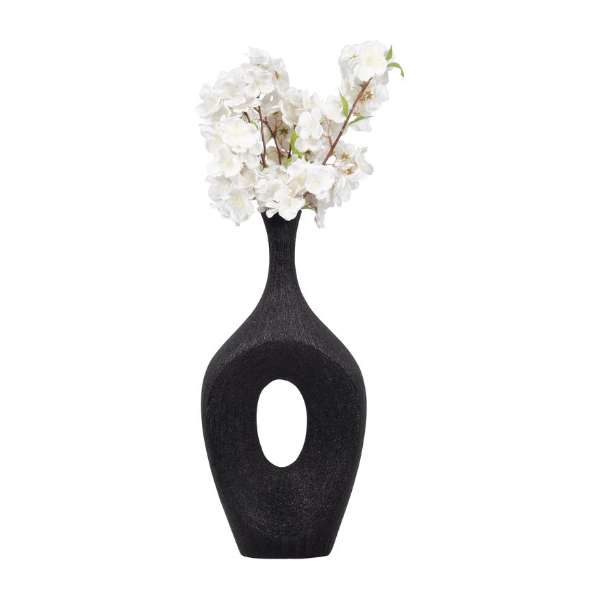 Sagebrook 19" Ceramic Beaded Open Cut Vase - Black