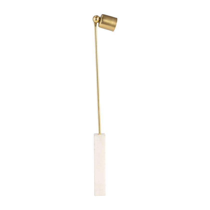 Sagebrook 12" Marble Round Candle Snuffer - Gold/White