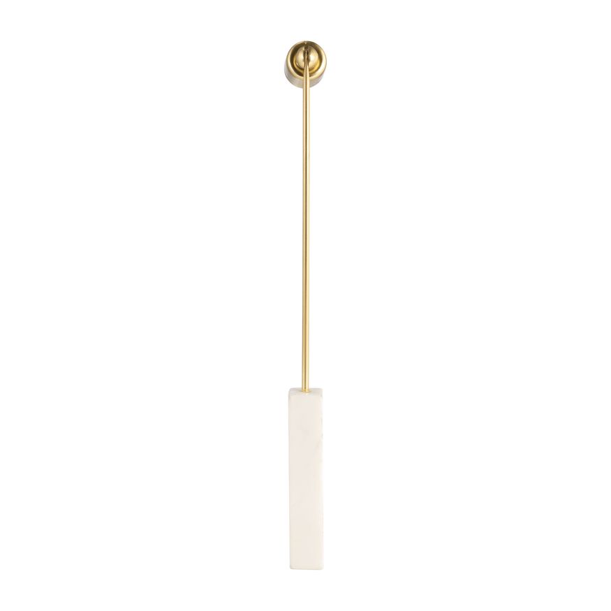 Sagebrook 12" Marble Round Candle Snuffer - Gold/White