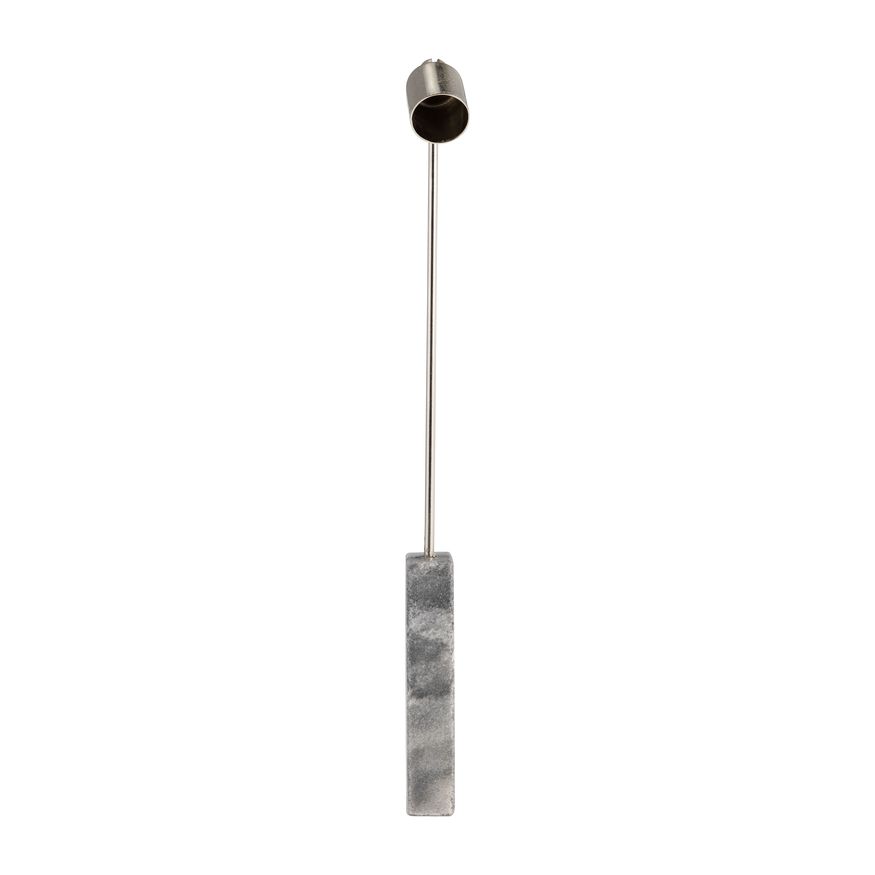 Sagebrook 12" Marble Round Candle Snuffer - Silver/Black