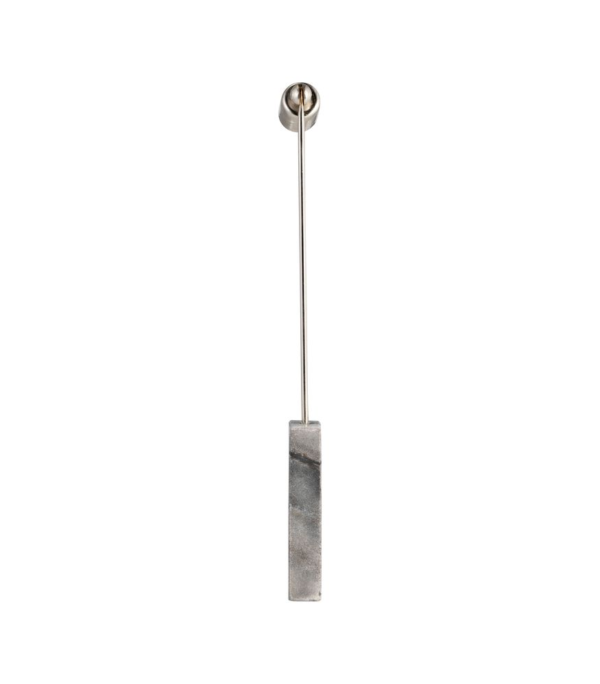 Sagebrook 12" Marble Round Candle Snuffer - Silver/Black