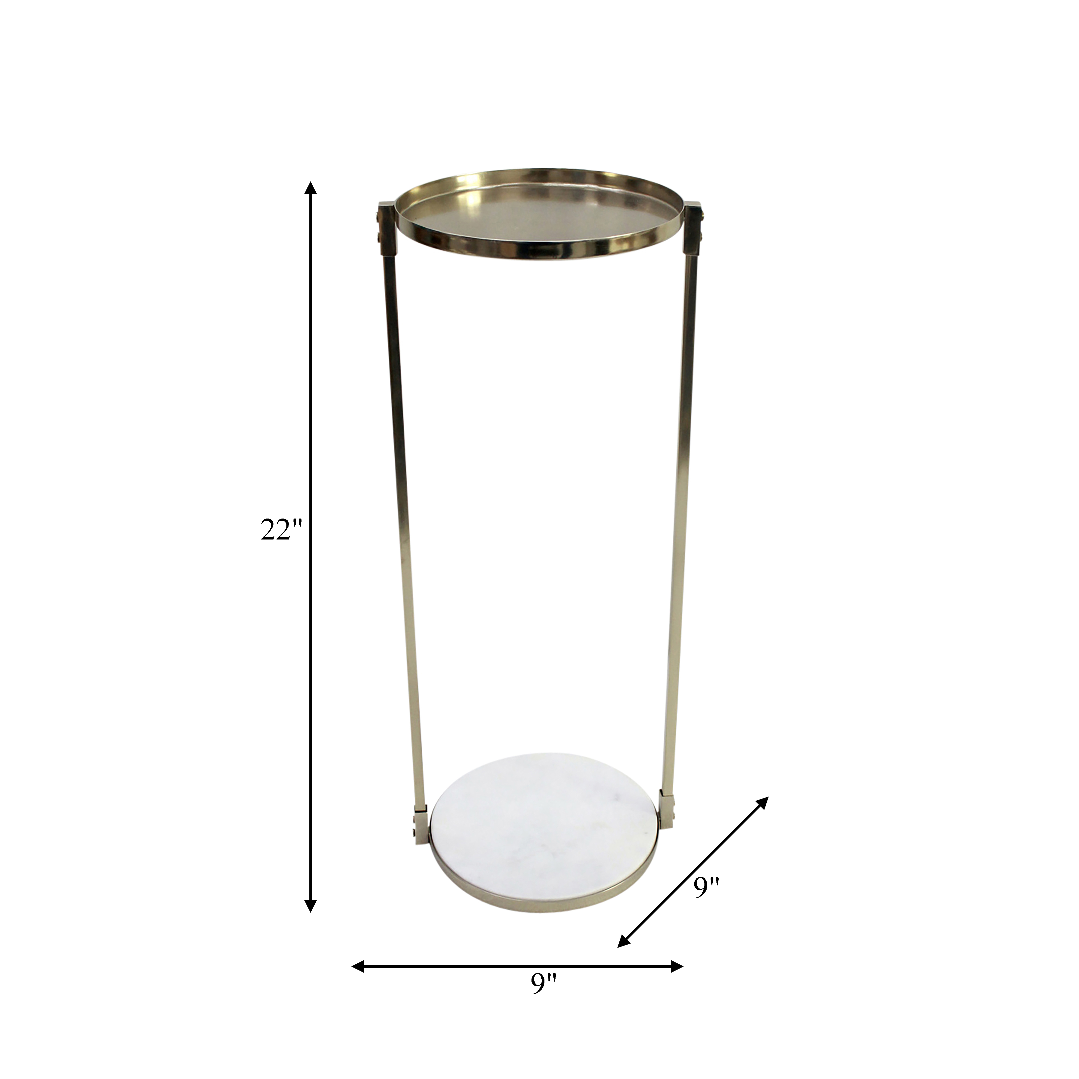 Sagebrook - 22" Metal Side Table Marble Bottom in Gold