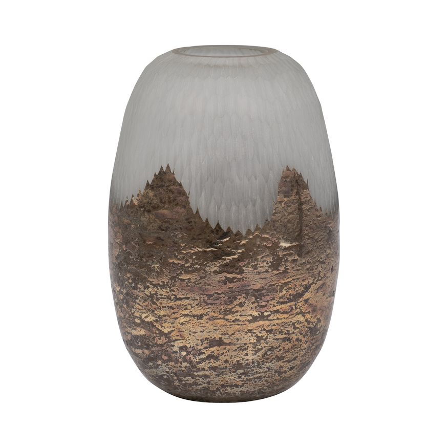 Sagebrook 9" Glass Textured Vase With Foil