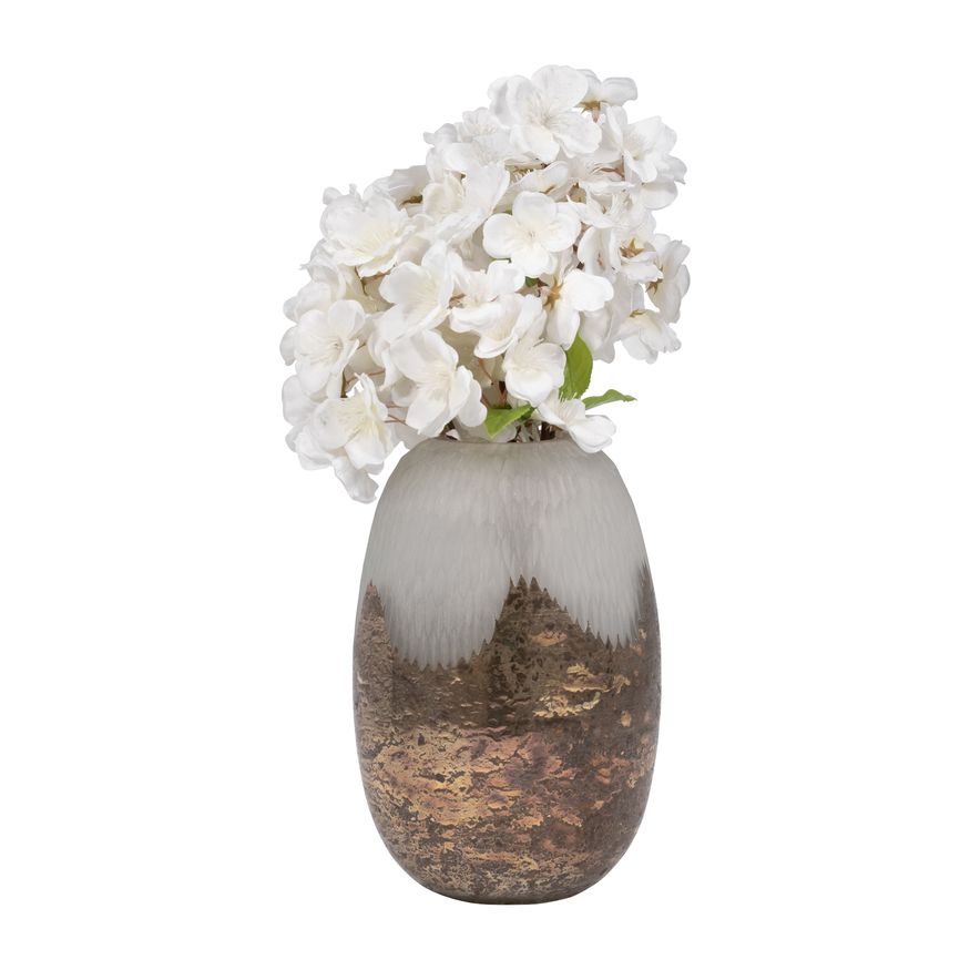 Sagebrook 9" Glass Textured Vase With Foil - Multi