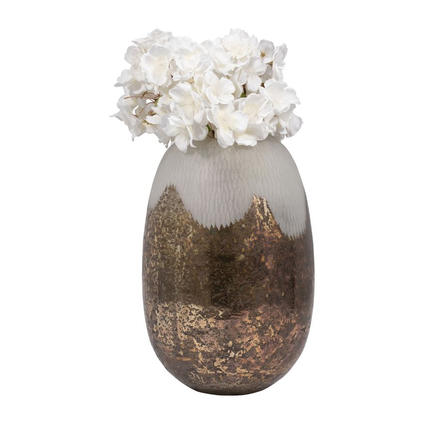 Sagebrook 12" Glass Textured Vase With Foil - Multi