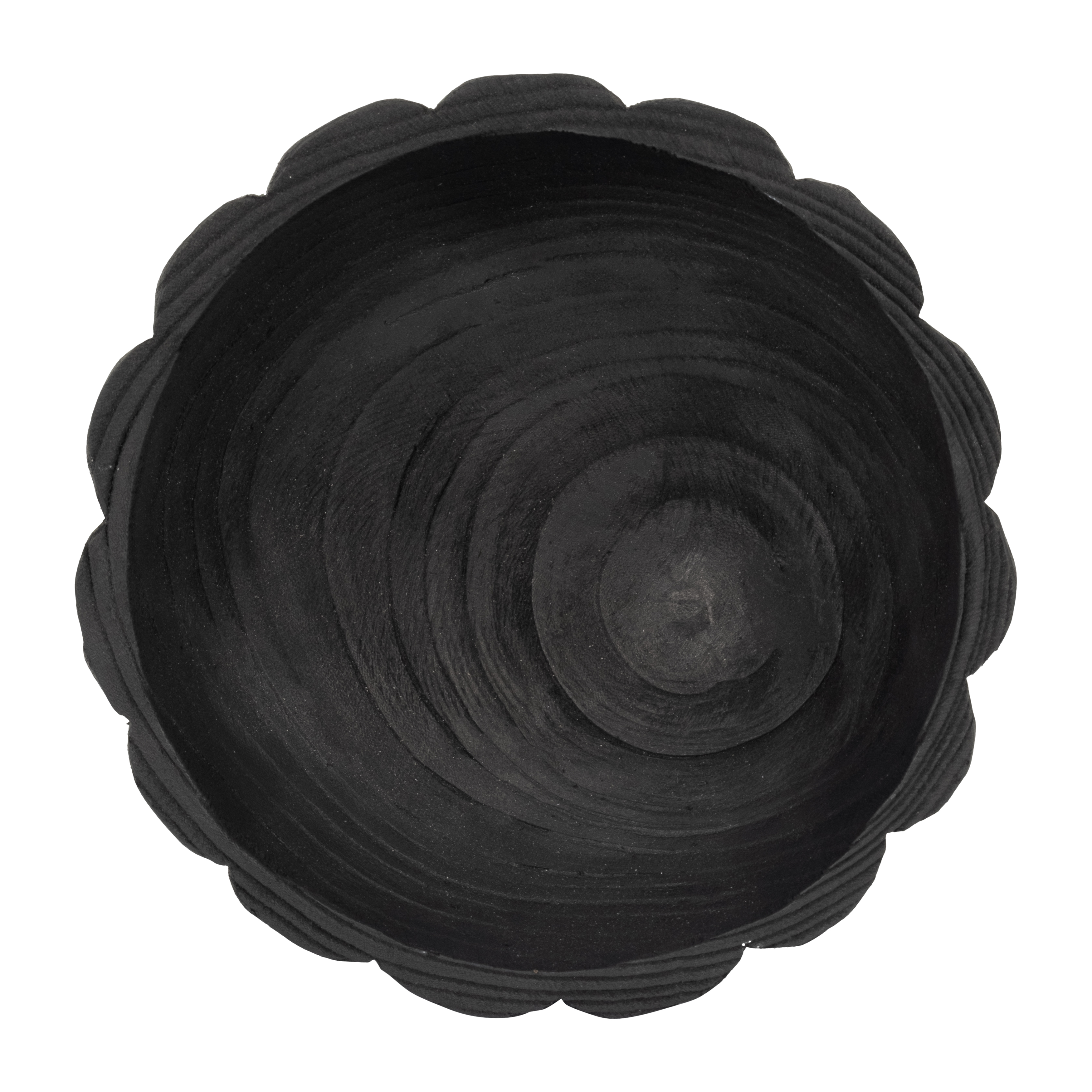 Sagebrook 9" Wood Scalloped Bowl - Black