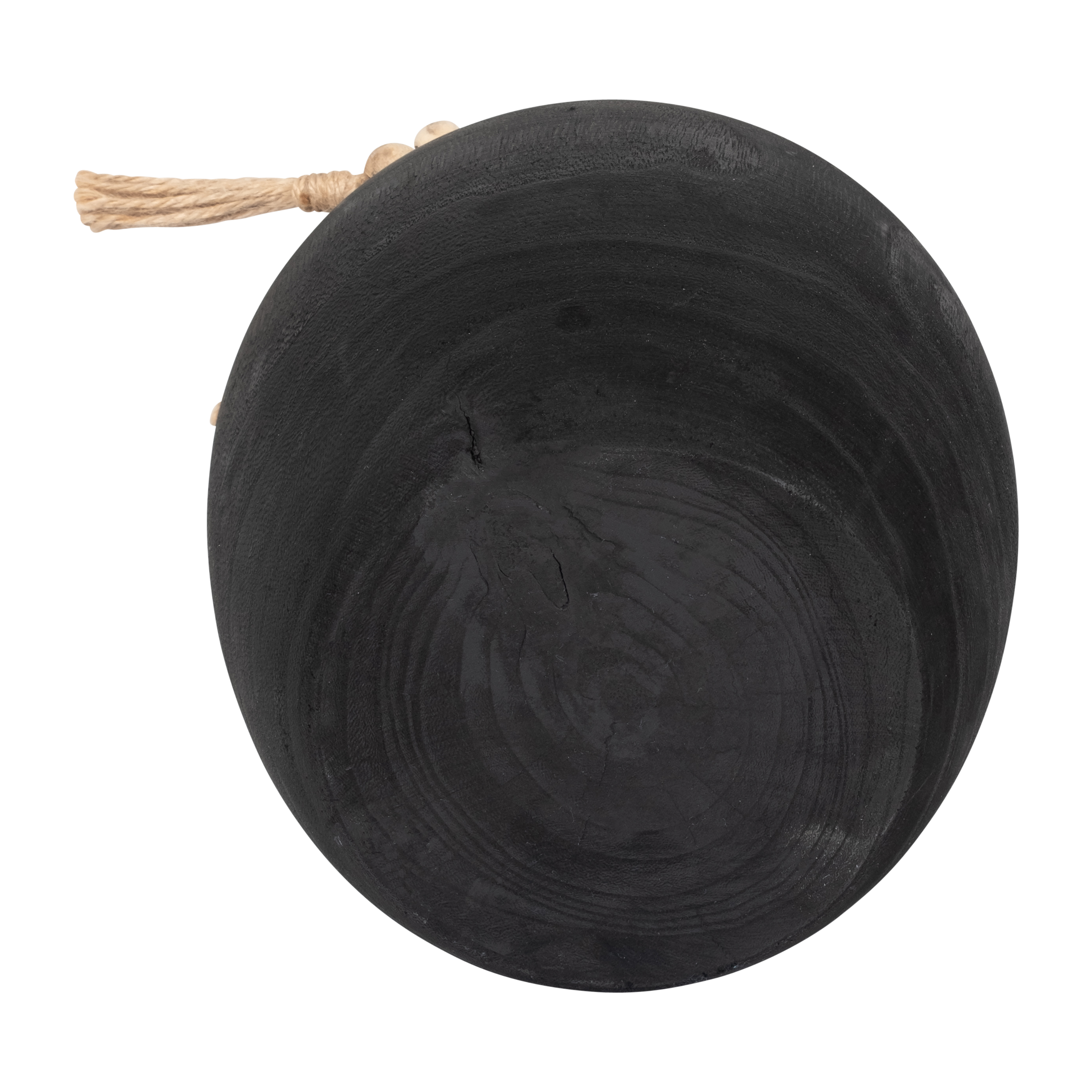 Sagebrook - 8" Wood Round Vase with Tassels in Black