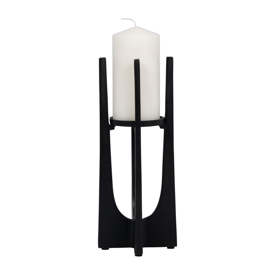 Sagebrook 12" Metal Pillar Candle Holder - Black