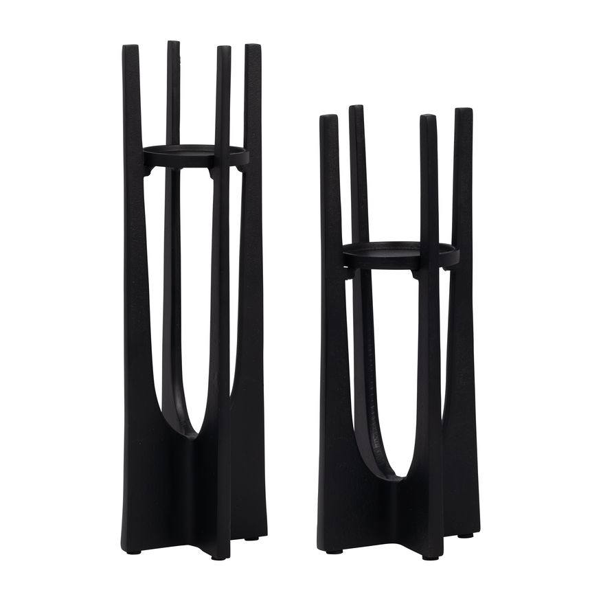 Sagebrook 12" Metal Pillar Candle Holder - Black