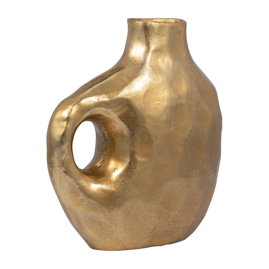 Sagebrook 14" Metal Hammerd Cut-out Vase - Gold