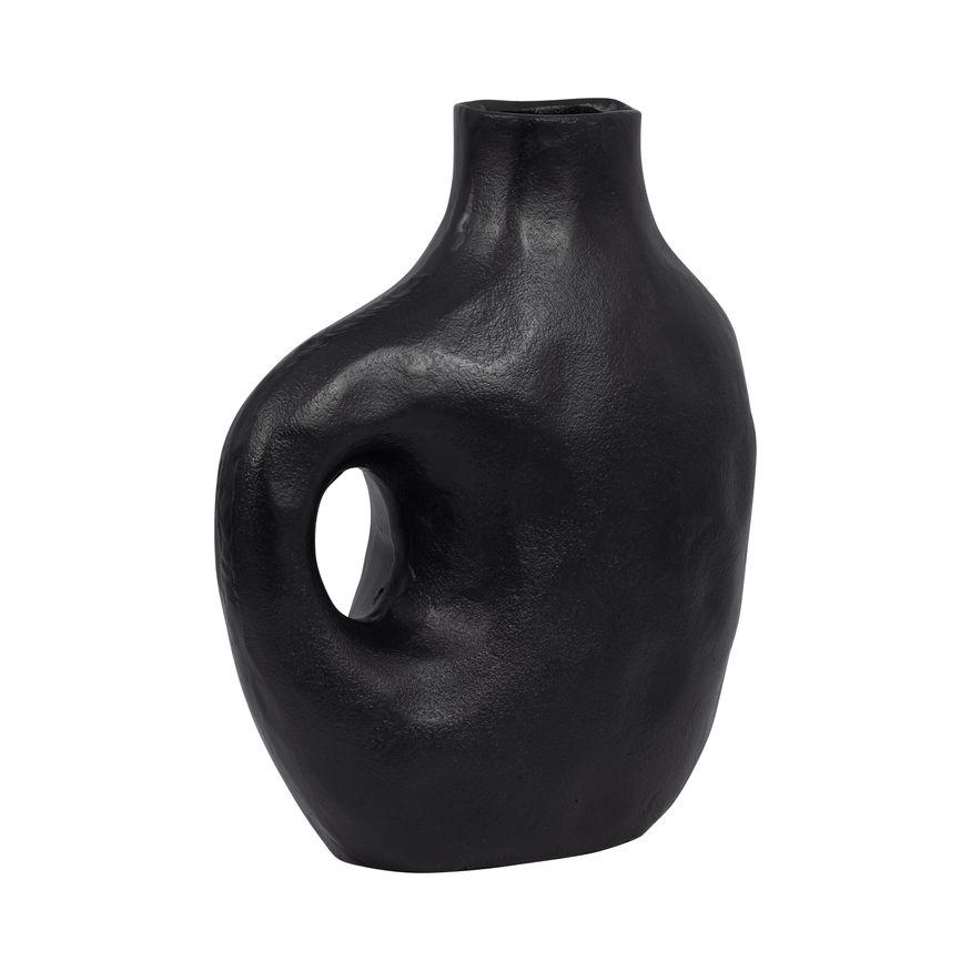 Sagebrook 11" Metal Hammerd Cut-out Vase - Black