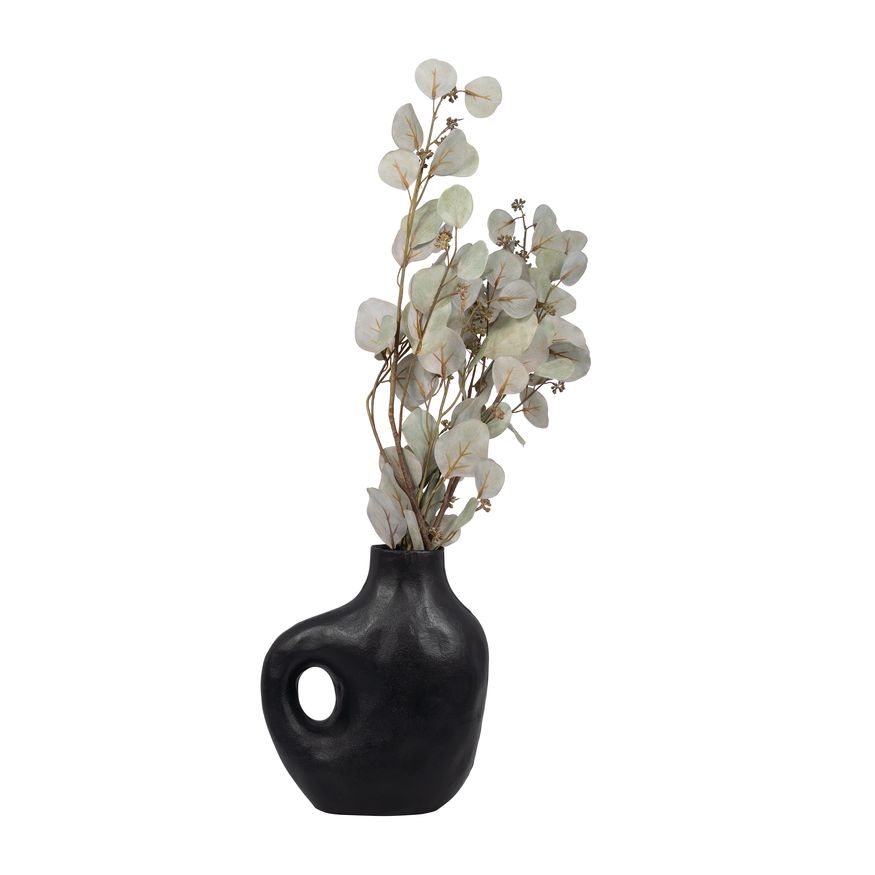 Sagebrook 11" Metal Hammerd Cut-out Vase - Black