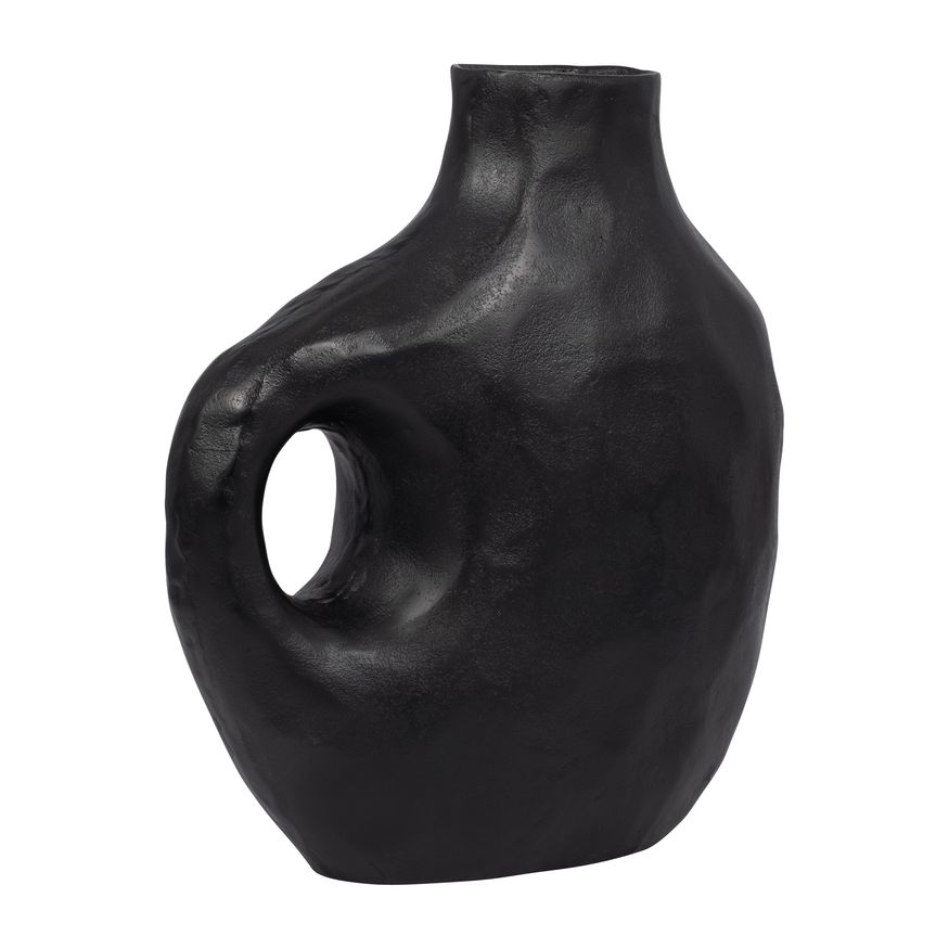 Sagebrook 14" Metal Hammerd Cut-out Vase - Black