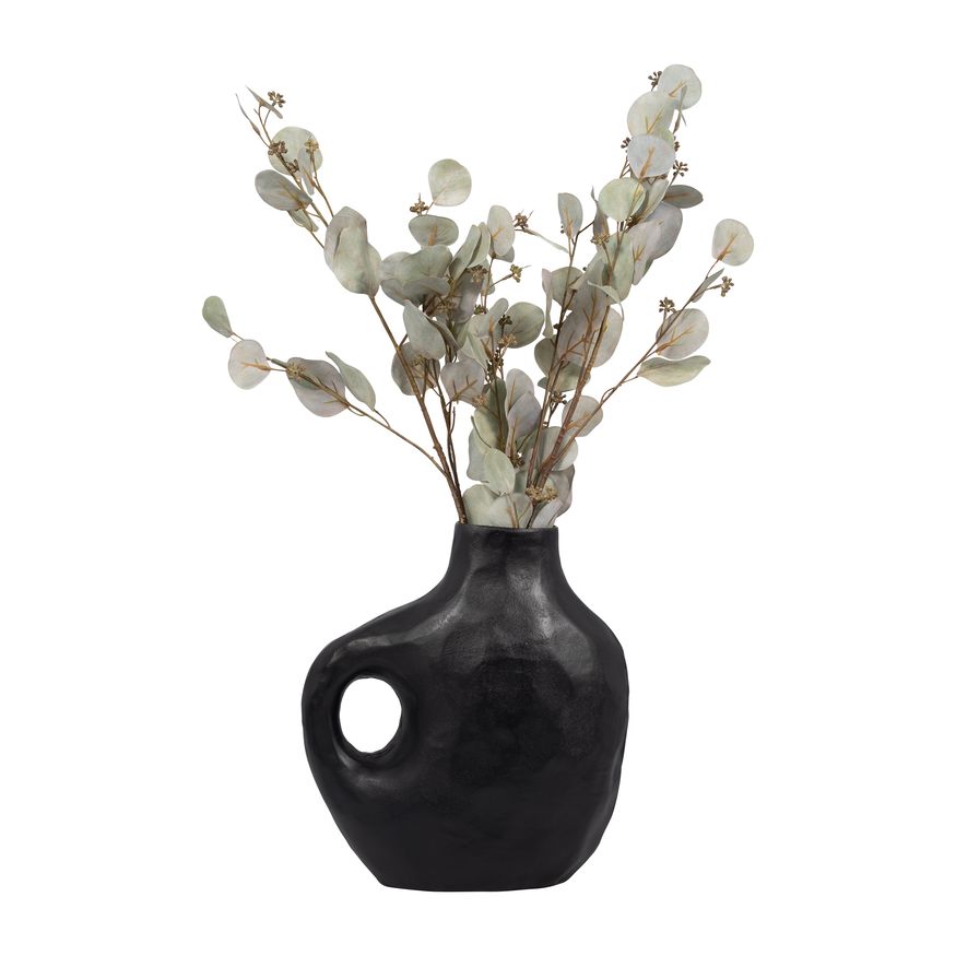 Sagebrook 14" Metal Hammerd Cut-out Vase - Black