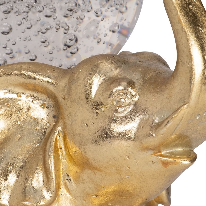 Sagebrook - 9" Resin Elephant With Crystal Ball in Gold