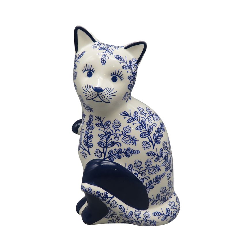 Sagebrook 8" Ceramic Sitting Chinoiserie Cat