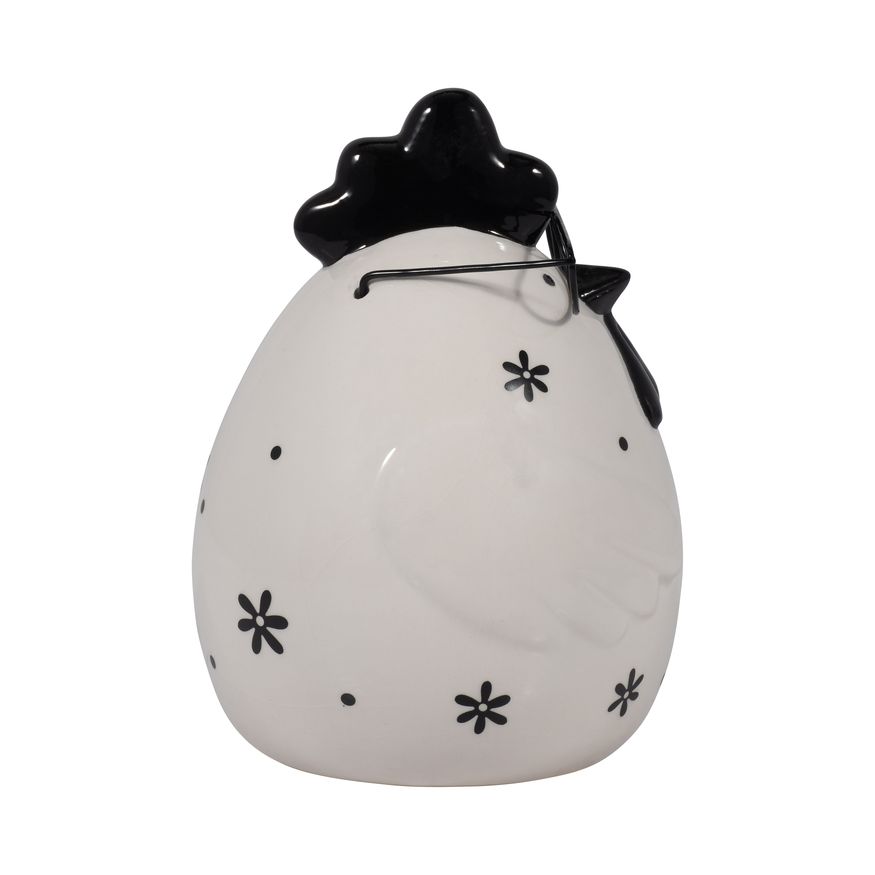 Sagebrook 7" Ceramic Chubby Rooster With Glasses - Black/White