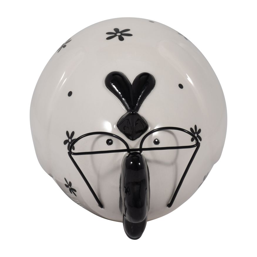 Sagebrook 7" Ceramic Chubby Rooster With Glasses - Black/White